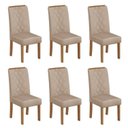 Ver imagem 1 de Kit 6 Cadeiras para Sala de Jantar Ayla Marrom/Freijó/Creme