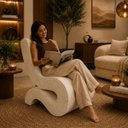 Ver imagem 2 de Poltrona Decorativa Marina Bouclê Moscow Design Orgânico Moderno