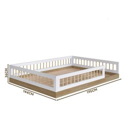 Cama Infantil Montessoriana Casal Com Colchão Aveiro Oak Branco Fada Completa Móveis - 4