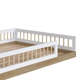 Cama Infantil Montessoriana Casal Com Colchão Aveiro Oak Branco Fada Completa Móveis - 3