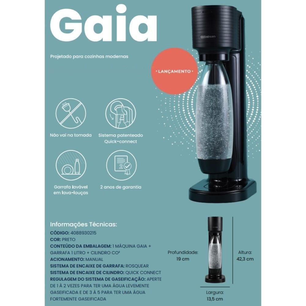 Máquina para Gaseificar Água Gaia Preta Sodastream - 3