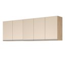 Ver imagem 1 de Armario Aereo Modulado 5 Portas Milla Amendoa Off White Puxador Aluminio