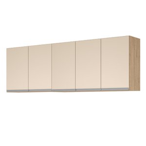Armario Aereo Modulado 5 Portas Milla Amendoa Off White Puxador Aluminio