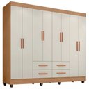 Ver imagem 1 de Guarda Roupa Casal Lite 8 Portas e 4 Gavetas Nature/off White - Móveis Leão