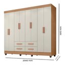 Ver imagem 4 de Guarda Roupa Casal Lite 8 Portas e 4 Gavetas Nature/off White - Móveis Leão