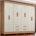 Ver imagem 3 de Guarda Roupa Casal Lite 8 Portas e 4 Gavetas Nature/off White - Móveis Leão