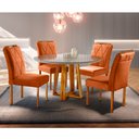 Ver imagem 1 de Conjunto Sala de Jantar 4 Lugares Mesa Redonda 1,2m e 4 Cadeiras Moveis Mix