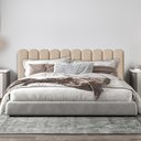 Ver imagem 3 de Cabeceira Nuvem Bege Modular Estofada Para Cama Box Casal - 7 módulos