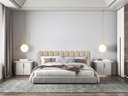 Ver imagem 4 de Cabeceira Nuvem Bege Modular Estofada Para Cama Box Casal - 7 módulos