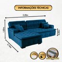Ver imagem 5 de Sofá Orlando 2.20x2.10m com Chaise, Retrátil e Reclinável - Azul