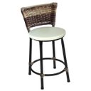 Ver imagem 3 de Kit 4 Banquetas Baixas Preta com Encosto Junco Capuccino Assento Branco
