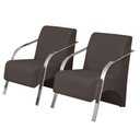 Ver imagem 1 de Kit 2 Poltronas Decorativas Vênus 1 Lugar Braço Pé Alumínio Dsalla Suede Marrom