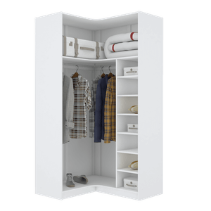 MÓDULO CLOSET CANTO A200XLX108XLY98 C/ NICHOS E CABIDEIRO M365.B MUNDI MOVEIS
