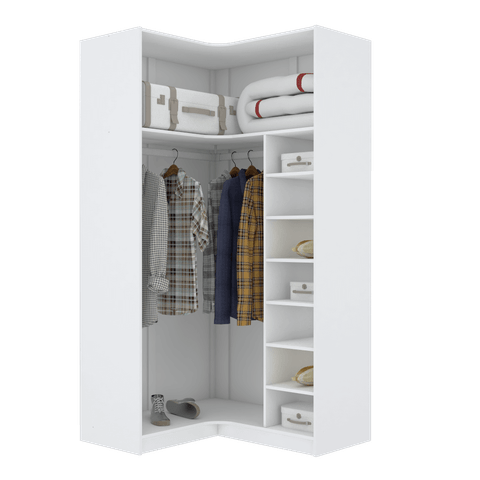 MÓDULO CLOSET CANTO A200XLX108XLY98 C/ NICHOS E CABIDEIRO M365.B MUNDI MOVEIS