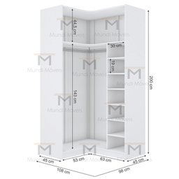 MÓDULO CLOSET CANTO A200XLX108XLY98 C/ NICHOS E CABIDEIRO M365.B MUNDI MOVEIS - 2
