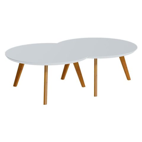 Kit Mesa de Centro Luna Branco Acetinado - Imcal