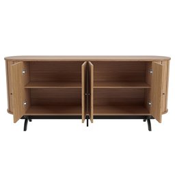 Balcão Buffet Para Sala De Estar Curvo 04 Portas Romagna 180cm D03 Freijó Preto Fosco - Lyam - 3