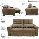 Ver imagem 2 de Sofá Retrátil e Reclinável 2,20M Molas Ensacadas e Costura Tripla Cama Inbox Nobre Suede Castor