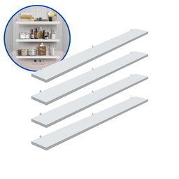 Kit 4 Prateleira Branca 90X10 + Suporte Flutuante Mdf Organizadora Decoração Cozinha Banheiro Sala - 2 Kit 4 Prateleira Branca 90X10 + Suporte Flutuante Mdf Organizadora Decoração Cozinha Banheiro Sala - 2