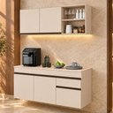 Ver imagem 1 de Cozinha Modulada Compacta Suspensa com Balcão para Pia 150cm Milano Multimóveis MP2478 - Vanilla