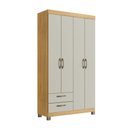 Ver imagem 2 de Guarda-roupa Solteiro Basic 4 Portas 2 Gavetas Ipê/cristalo - Decibal