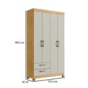 Ver imagem 4 de Guarda-roupa Solteiro Basic 4 Portas 2 Gavetas Ipê/cristalo - Decibal