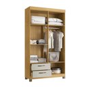 Ver imagem 3 de Guarda-roupa Solteiro Basic 4 Portas 2 Gavetas Ipê/cristalo - Decibal
