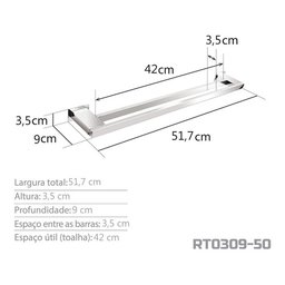 Toalheiro Duplo 50 Cm Inox - Kromus Rt0309-50 - 3
