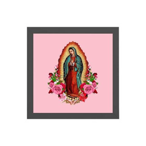 Quadro Quadrado Nossa Senhora De Guadalupe 20x20cm:Madeira branca