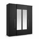 Ver imagem 2 de Guarda-Roupa Solteiro com Espelho 4 Portas 2 Gavetas 206 x 181cm Splendore Yescasa Preto