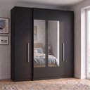 Ver imagem 1 de Guarda-Roupa Solteiro com Espelho 4 Portas 2 Gavetas 206 x 181cm Splendore Yescasa Preto