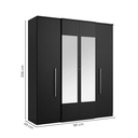 Ver imagem 3 de Guarda-Roupa Solteiro com Espelho 4 Portas 2 Gavetas 206 x 181cm Splendore Yescasa Preto