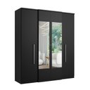Ver imagem 2 de Guarda-Roupa 4 Portas 2 Gavetas com Espelho 181cm Splendore Preto