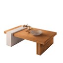 Ver imagem 1 de Mesa de Centro Poly sem Espelho P/ Recepção/ Sala de Estar Cinamomo/ Off White - Bela Móveis