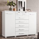 Ver imagem 5 de Guarda Roupa Solteiro Doble 4 Portas de Bater 4 Gavetas MDP Cômoda Fontana Branco Albatroz Móveis