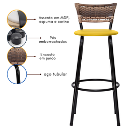 Kit 2 Bancos para Bancada Banqueta Alta Cappuccino Balcão Cozinha Bistrô Área Gourmet Churrasqueira - 5