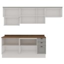 Ver imagem 4 de Cozinha Modulada Completa 6 Peças 100% MDF Americana Provençal com Tampo e Rodapé Iluminata Cinza/Br