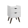 Mesa de Cabeceira Juma 2 Gavetas Estilo Retro - Branco - 1