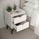 Ver imagem 2 de Mesa de Cabeceira Juma 2 Gavetas Estilo Retro - Branco