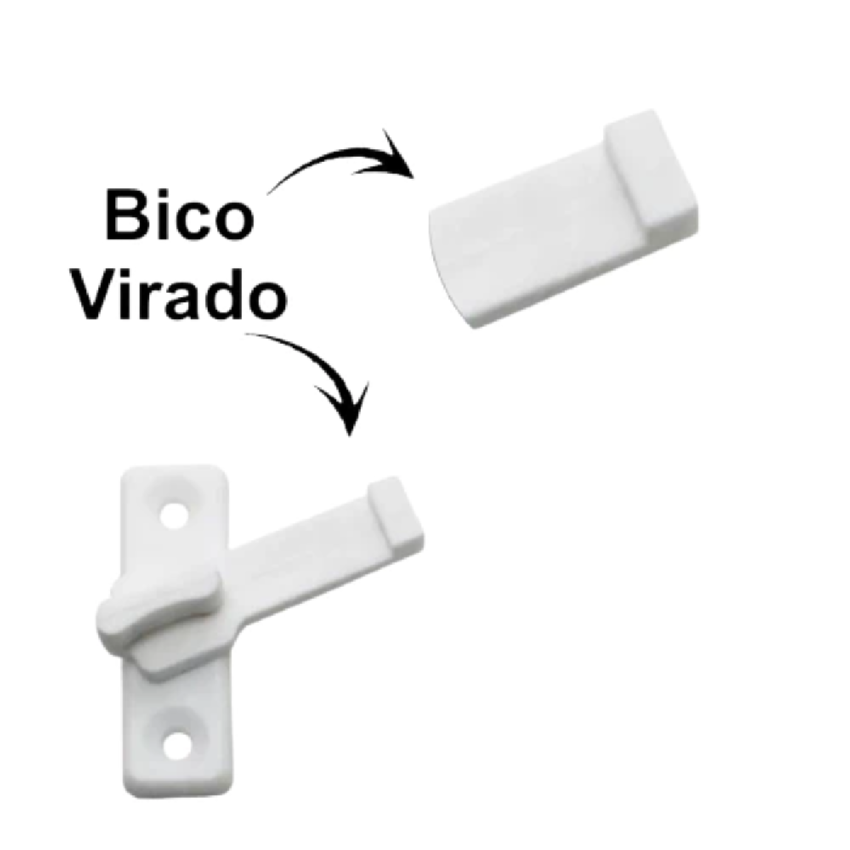 1 Fecho Plástico para Porta Sanfonada com Parafusos Branco Universal - 2