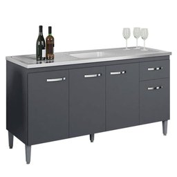 Balcão de Pia Gabriela 150 Cm Cinza Fosco - Ajl - 1