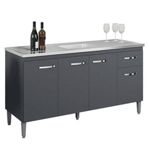 Balcão de Pia Gabriela 150 Cm Cinza Fosco - Ajl