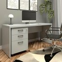 Ver imagem 1 de Escrivaninha 150cm com Gaveteiro 3 Gavetas Escritório F5 Cor:cinza Claro
