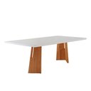 Ver imagem 1 de Mesa para Sala de Jantar Florida 220cm Tampo Canto Moeda Laqueado com Vidro