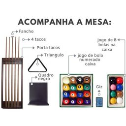 Mesa de Sinuca e Ping Pong - 2,52x1,40 - Bordo - 6