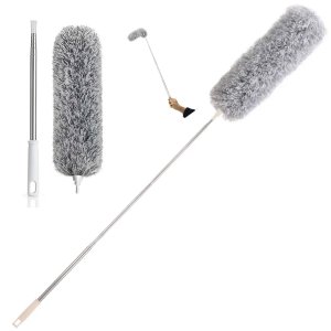 Espanador Dobravel Cabo Extensor Retratil Longo Alcance Teto Ventilador Teia Poeira Persiana Lavavel