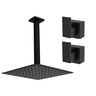 Kit Ducha Gás Solar 20x20 Slim de Teto + Acabamento para Registro Padrão Deca Preto Fosco - 1