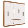 Guarda Roupa Casal MDP 08 Portas 04 Gavetas Las Vegas Cor: Nogueira Off White - 1