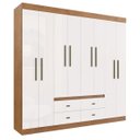 Ver imagem 1 de Guarda Roupa Casal MDP 08 Portas 04 Gavetas Las Vegas Cor: Nogueira Off White