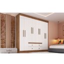 Ver imagem 2 de Guarda Roupa Casal MDP 08 Portas 04 Gavetas Las Vegas Cor: Nogueira Off White